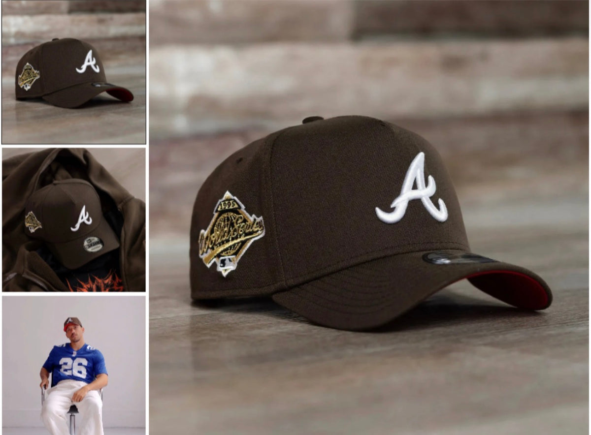 NEW ERA 9FORTY A-FRAME MLB ATLANTA BRAVES WORLD SERIES 1995 WALNUT / SCARLET UV CAP
