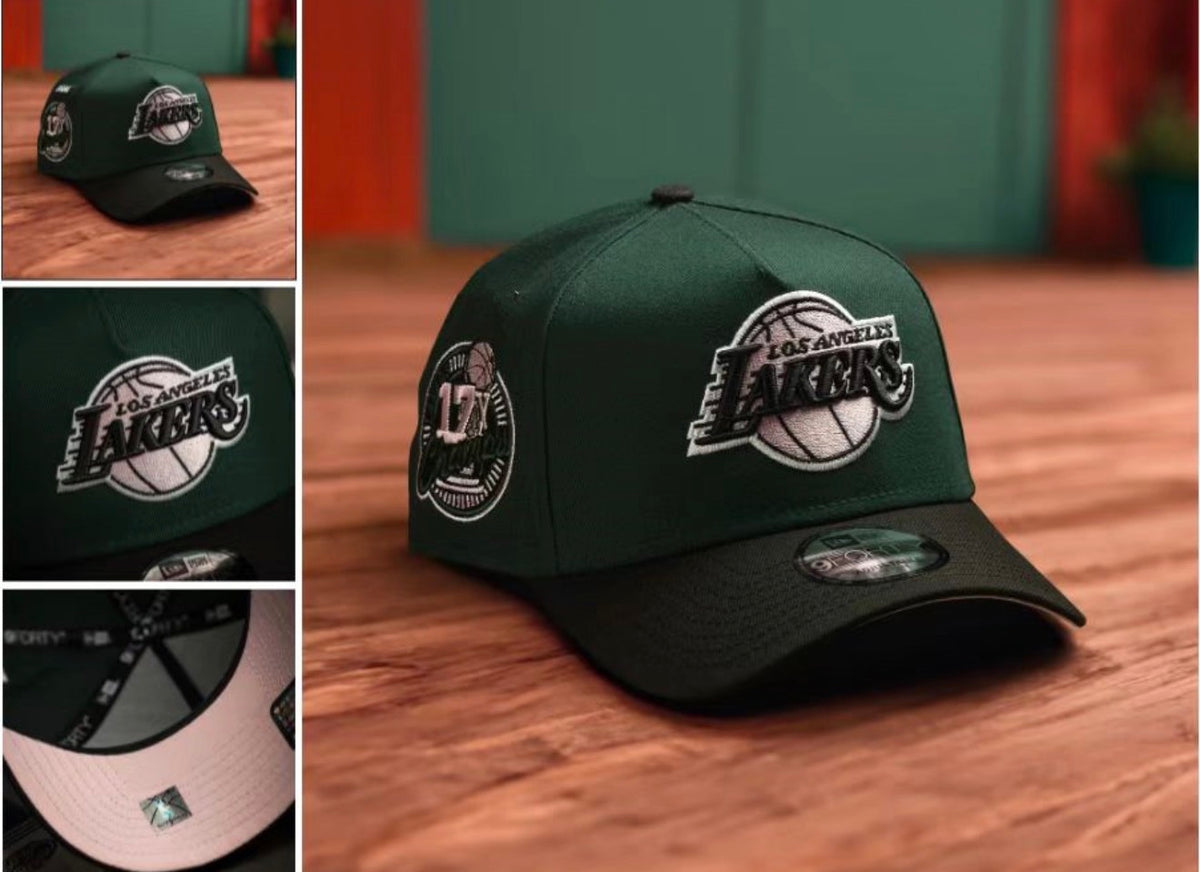 LOS ANGELES LAKERS NBA GREEN BLACK TWO TONE PINK UV / NEW ERA 9FORTY A-FRAME