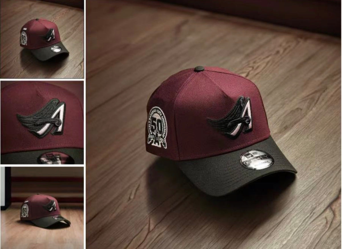 ANAHEIM ANGELS MLB MAROON BLACK TWO TONE GREY UV / NEW ERA 9FORTY A-FRAME