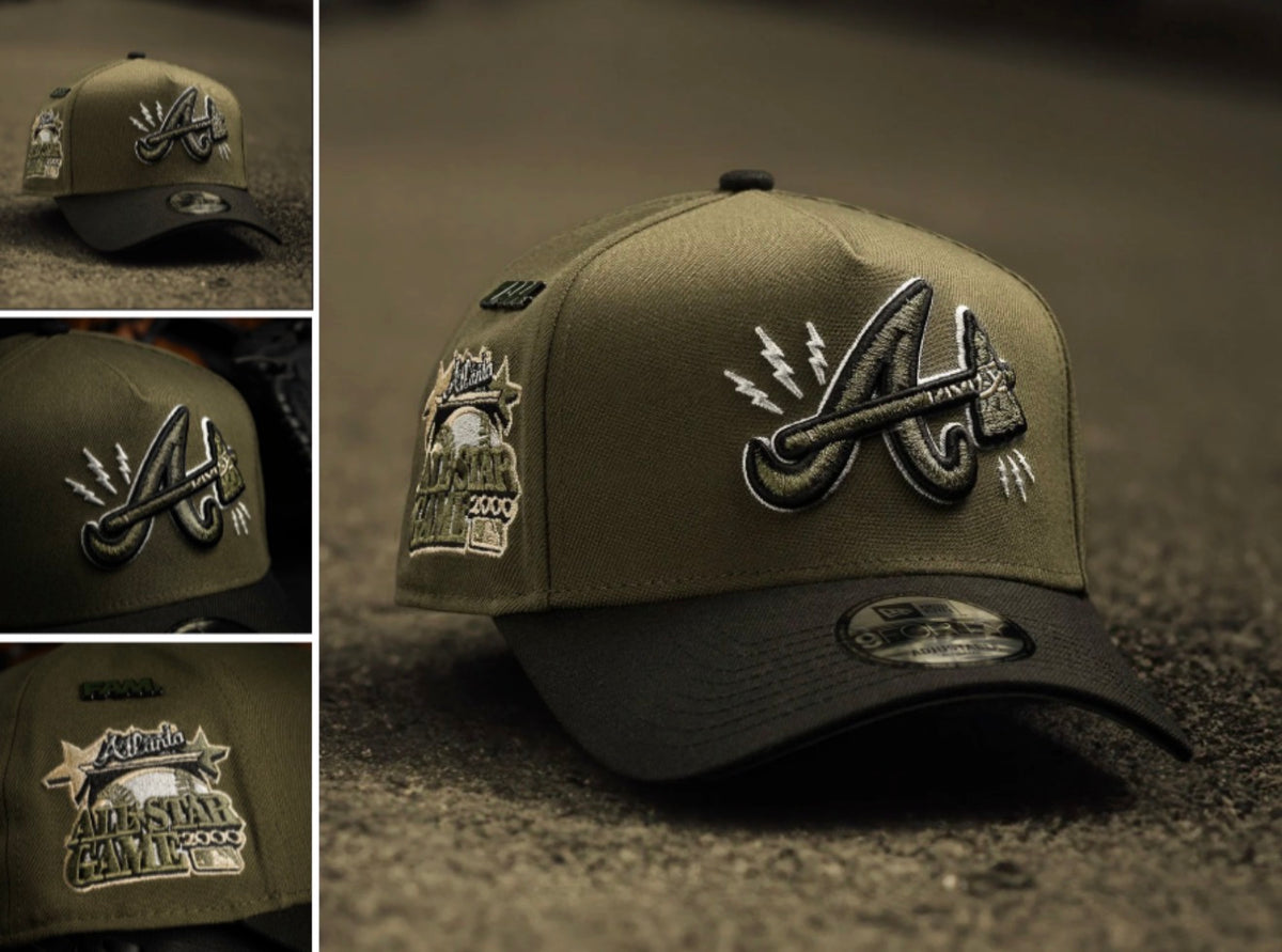 ATLANTA BRAVES MLB OLIVE BLACK TWO TONE GRAY UV / NEW ERA 9FORTY A-FRAME