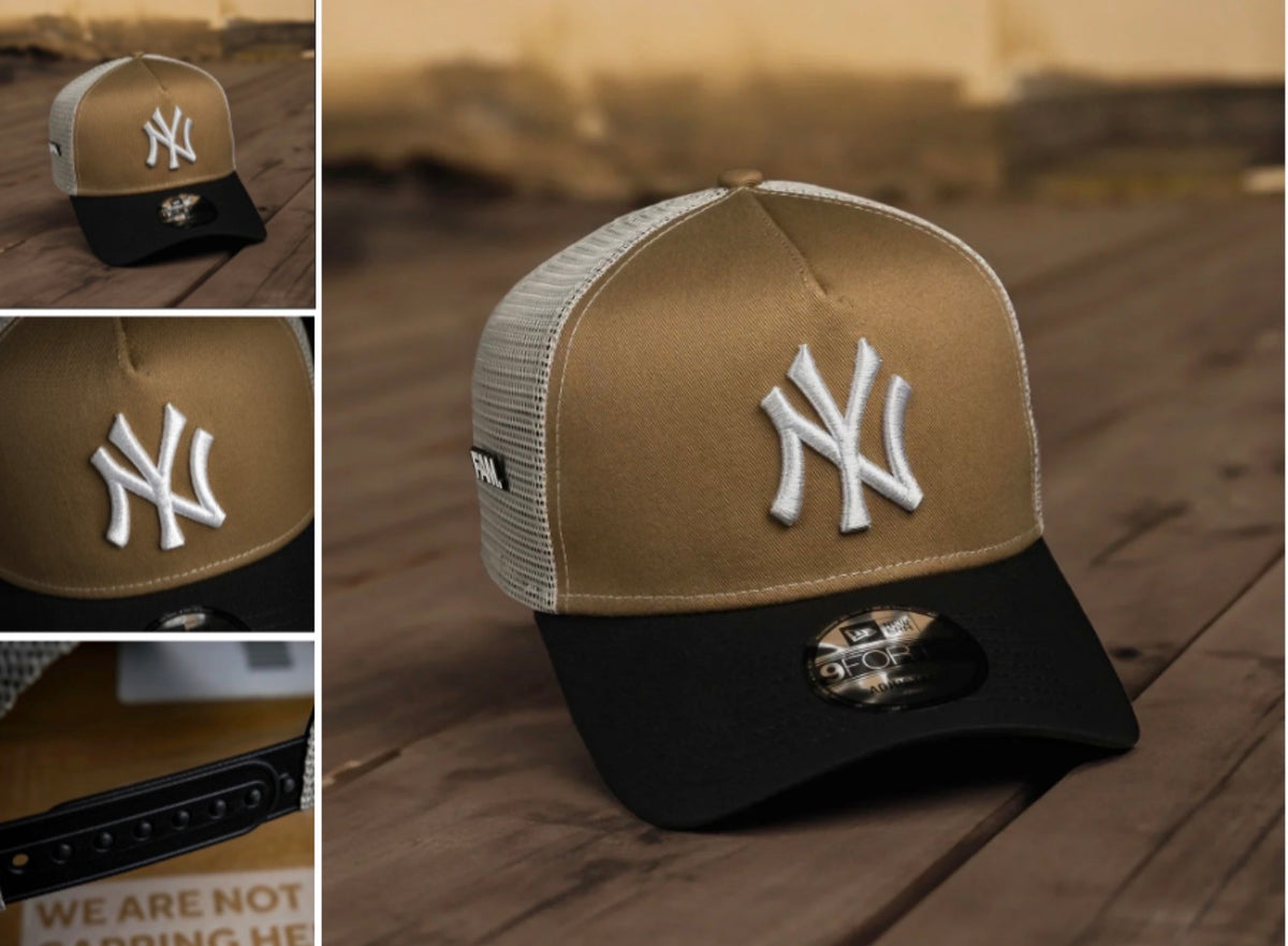 NEW ERA 9FORTY A-FRAME MLB NEW YORK YANKEES KHAKI / KELLY GREEN UV TRUCKER