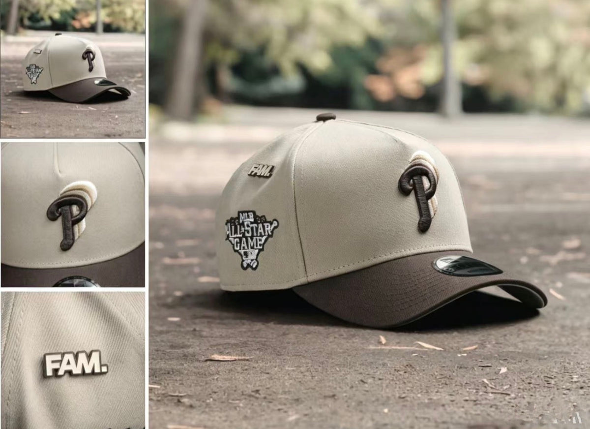PHILADELPHIA PHILLIES MLB CAMEL BURNT WOOD TWO TONE GREY UV / NEW ERA 9FORTY A-FRAME